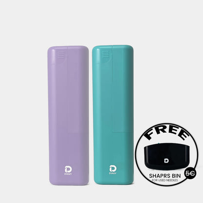 DIAVY Two Pen & Needle Case Bundle + Free Sharps Bin